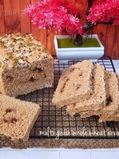 Foto resep Multi Grain Whole Wheat Bread (roti 100% gandum)