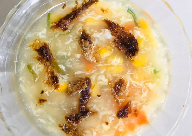 makanan Sup jagung manis toping ikan asin (gerih udoh) Anti Gagal