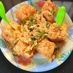 A picture of Mix schezwan dhokla rice.
