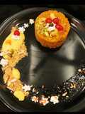 Moong halwa surprise with custard & cookies