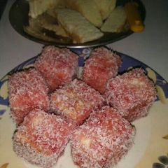 A picture of Strawberry Lamingtons.