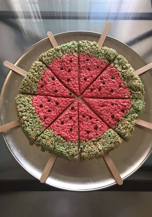 A picture of Watermelon Rice Krispies 🍉🍉🍉.