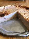 Flan pâtissier à la compote de prunes et pêches