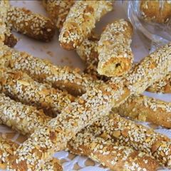 A picture of Parmesan Breadsticks with Almonds & Pistachios.