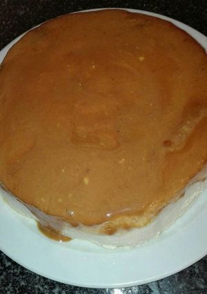 Una foto de Flan de horchata con queso y toffe