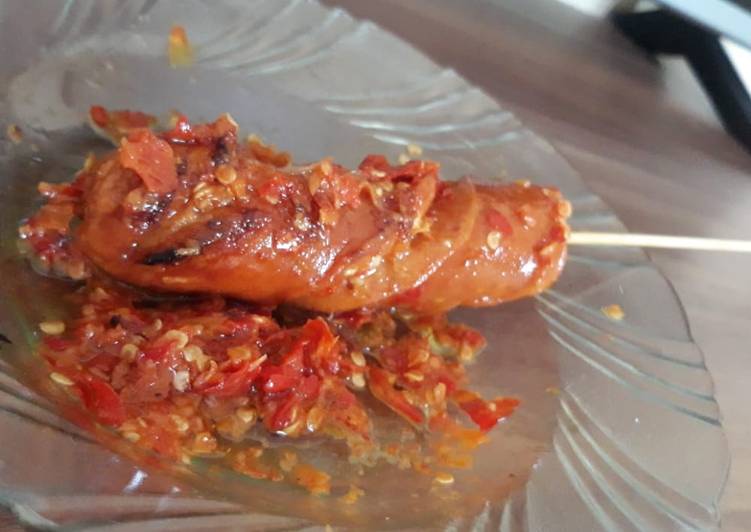Resep Sosis dan bakso bakar sambal geprek, Bisa Manjain Lidah