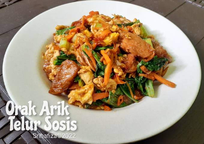 Resep Orak Arik Telur Sosis Pedas Manis Oleh Sri Hafiza Cookpad