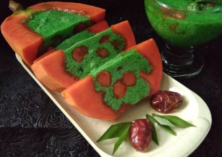 Cara Gampang Menyiapkan Puding Pepaya daun pandan Anti Gagal