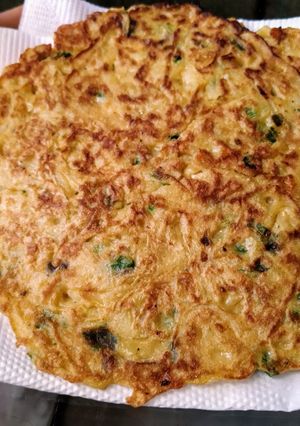 Una foto de Creps de papa, verdeo y queso👌