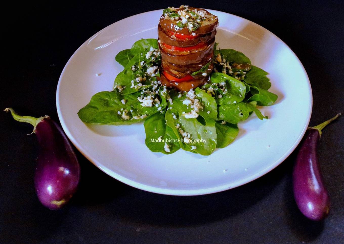 Grilled eggplant tomato salad