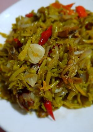 Foto resep Tumis teri bunga pepaya anti pahit