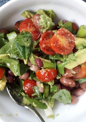 A picture of Mixed bean and Avocado Salad.