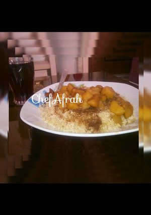 A picture of Steamed cous cous and potatoes soup.