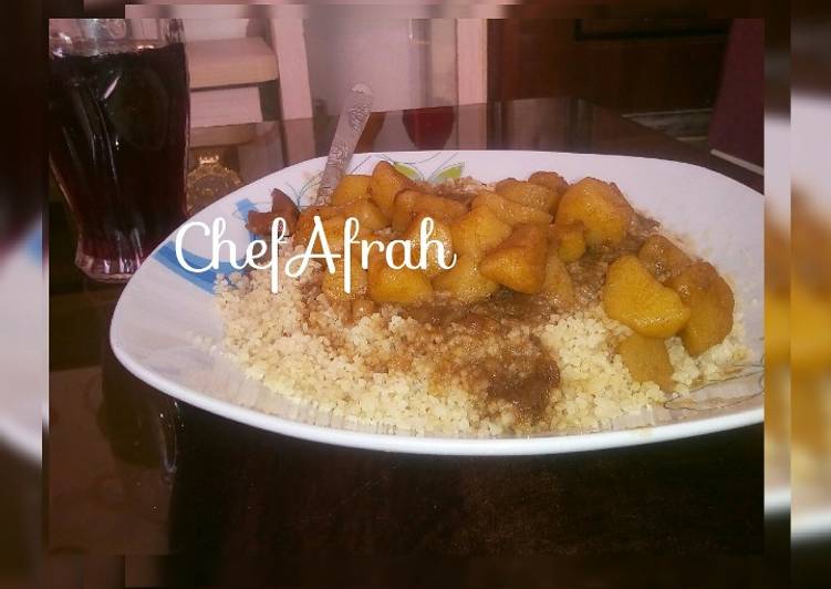 Steamed cous cous and potatoes soup