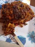 Pastel de lentejas y puré de boniato y zanahoria caramelizados