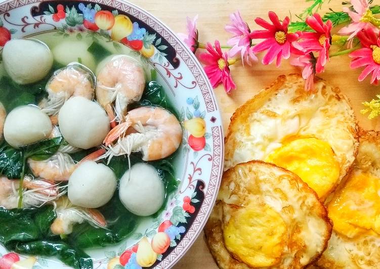 Soup Udang Daun Ubi Jalar & Telor