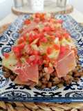 Ensalada de lentejas con piña y jamón