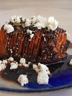 Una foto de Calabaza hasselback