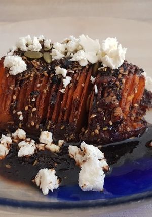 Una foto de Calabaza hasselback
