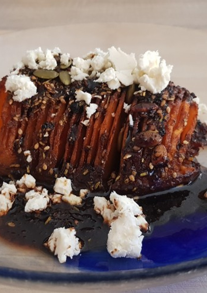 Una foto de Calabaza hasselback