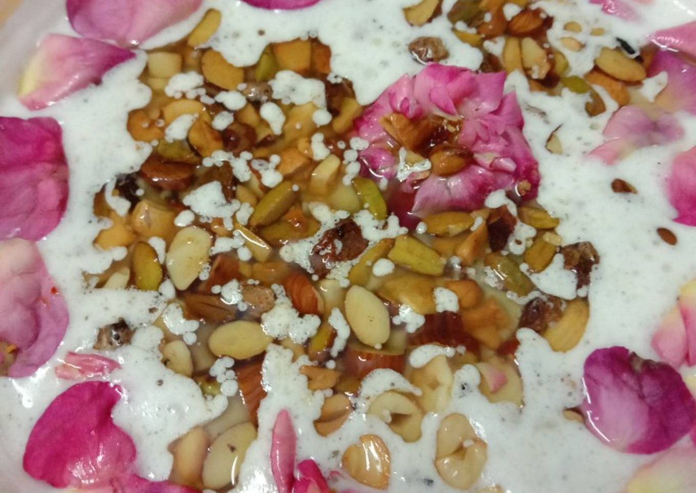 Rose milk rice kheer