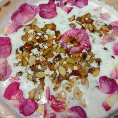 Rose milk rice kheer A picture of Rose milk rice kheer.