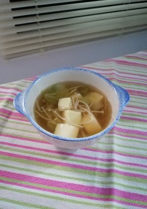 Foto resep Sup Miso Egg Tofu, Enoki dan Sawi Putih