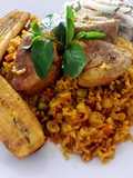 Lomo de Cerdo (Pork) con arroz a la Jardinera a lo Carmelita