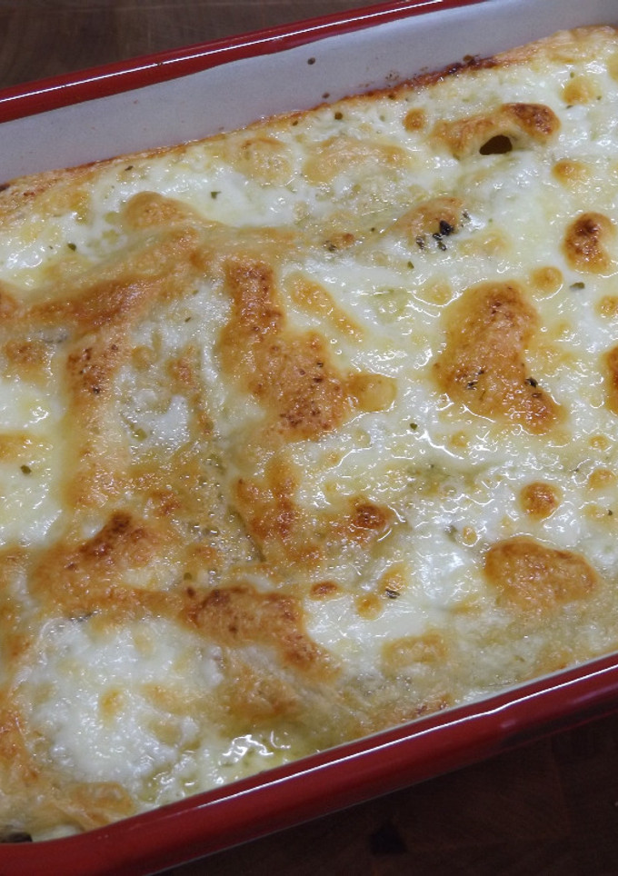 Una foto de Lasaña vegetariana de aprovechamiento con lentejas y champiñones