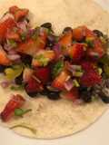 Black bean tacos with strawberry salsa