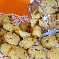 A picture of Orange Hazelnut Cookies with Chocolate Chips.