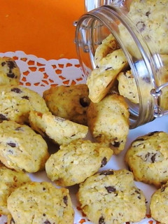 A picture of Orange Hazelnut Cookies with Chocolate Chips.
