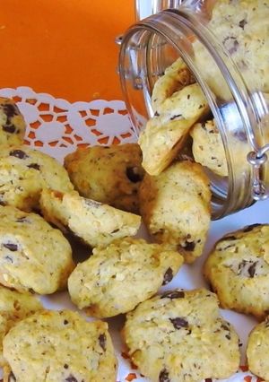 A picture of Orange Hazelnut Cookies with Chocolate Chips.
