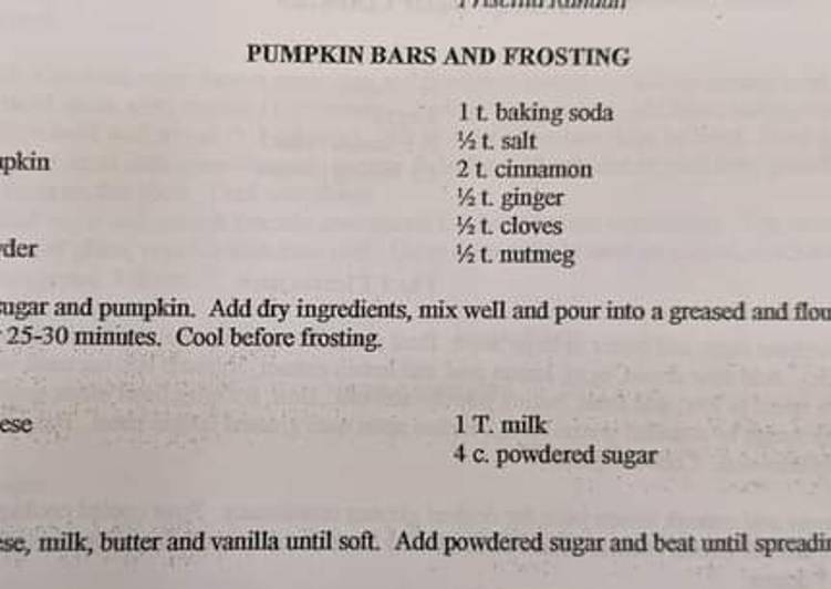 Recipe of Ultimate Pumpkin bars