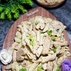 A picture of White pasta salad.