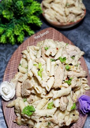 A picture of White pasta salad.
