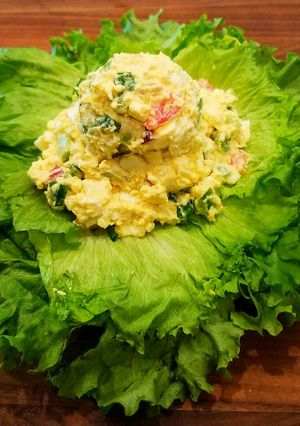 A picture of Mike's Southwestern Egg Salad On Jalapeño Bagels.