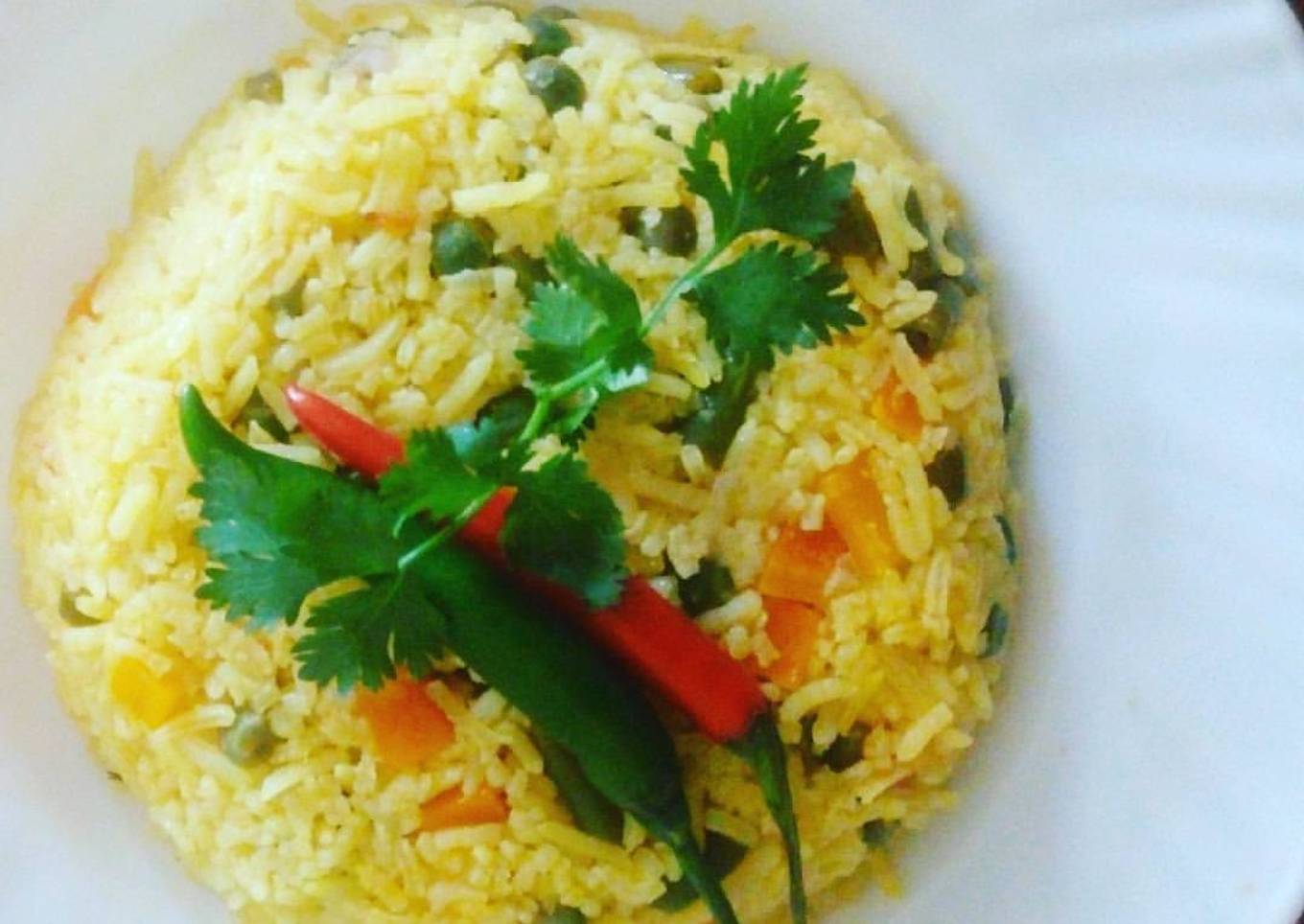 Simple veg, tumeric rice