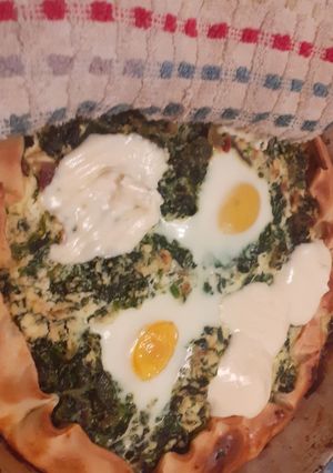 Una foto de Tarta de espinaca, ricota y huevo