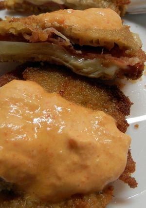 Foto principal de San jacobos de setas con salsa de piquillos