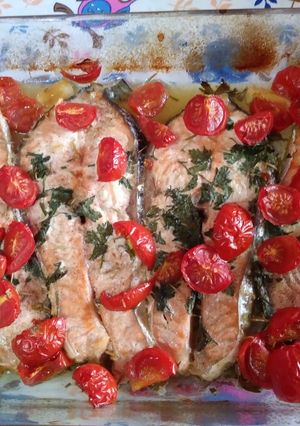 Foto di Salmone al forno con pomodorini