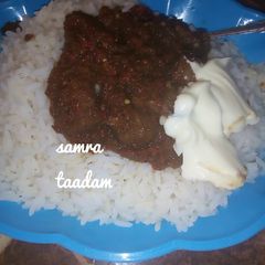 A picture of Rice and stew.