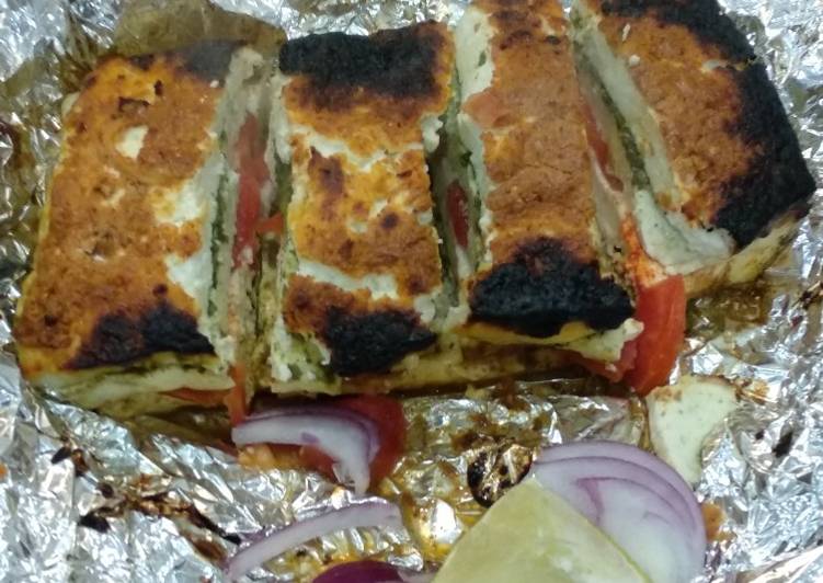 Recipe of Homemade Chutney Stuffed Paneer Slab