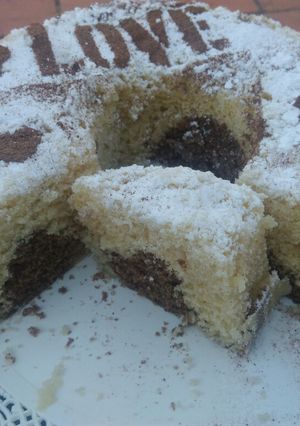 Una foto de Torta marmolada 20 cucharadas en microondas 🍫