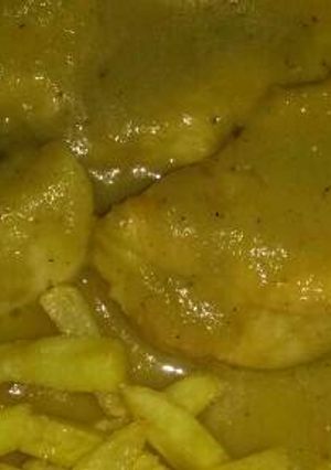 Foto principal de Puechugas de pollo con salsa de manzanas y puerro 😊