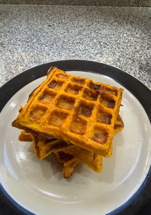 Una foto de Waffles de zanahoria