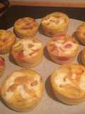 Crustless Mini Quiches Lorraine & Goat Cheese with Onions and Tomatoes