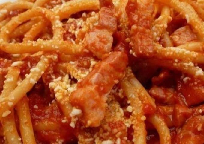 Spaghetti alla carbonara al pomodoro