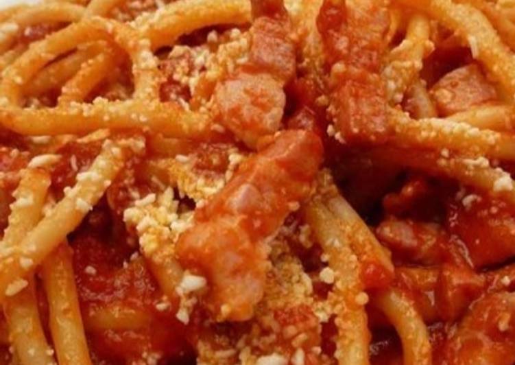 Spaghetti alla carbonara al pomodoro