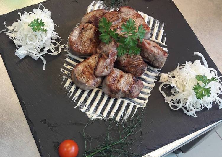 Steps to Make Speedy Swine steak on vulcano stones grill